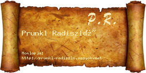 Prunkl Radiszló névjegykártya